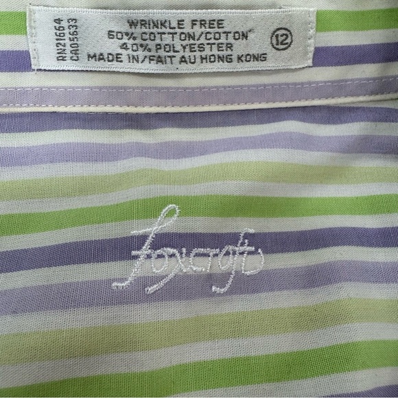 Foxcroft Green and Blue Casual Button Down Shirt with Long Sleeves - Picture 2 of 5